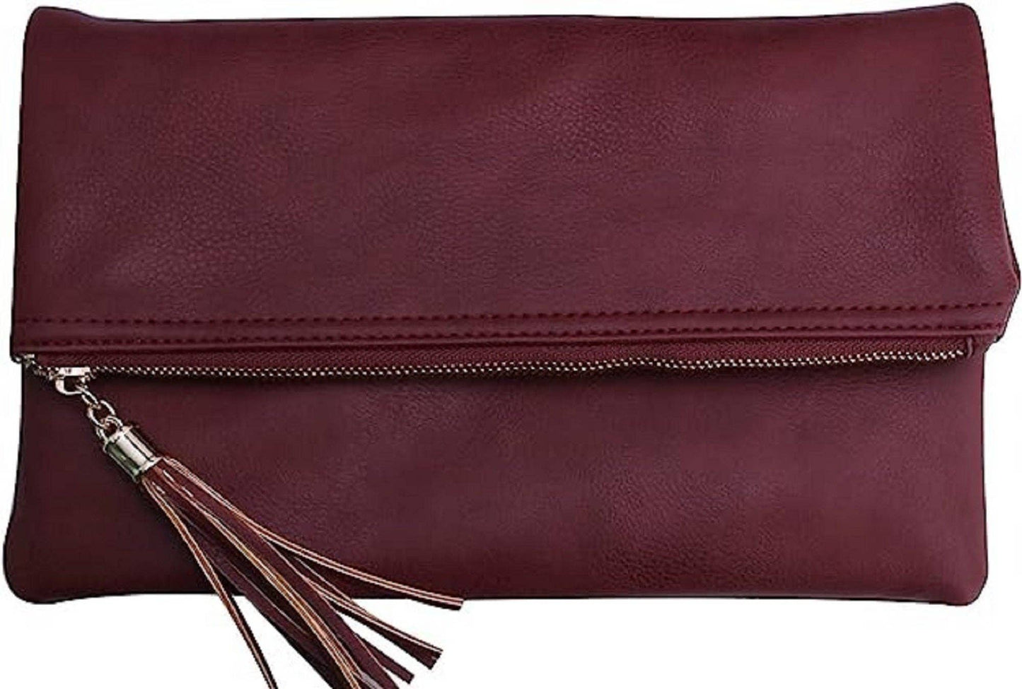 Pamela Envelope Zipper Clutch/Crossbody With Tassel: Carrot