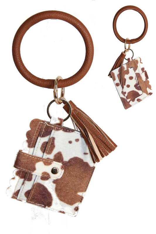 Cow Hide Bangle/Key-Chain/Wallet w/ ID Window: Brown