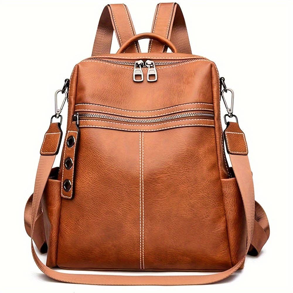 Premium Genuine Leather Womens Backpack Purse - Stylish Convertible Shoulder Handbag & Travel Satchel - Durable, Spacious, Versatile for Fashion-Forward Ladies: Coffee 1