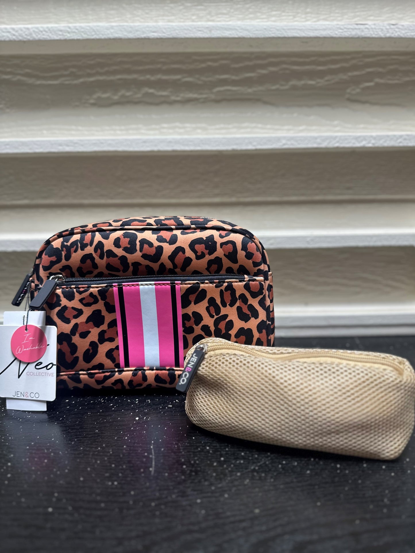 Toni Neoprene Striped Cosmetic Bag