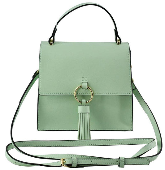 Fashion Ring Tassel Flap Crossbody Satchel Bag: Mint