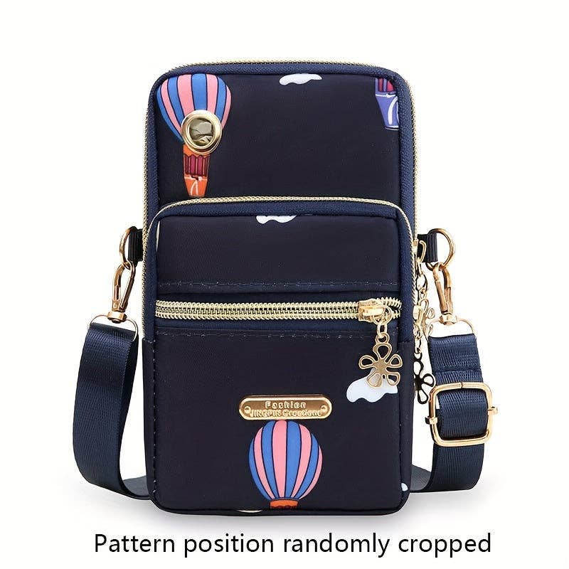 1pc, Women's Fashion Simple Crossbody Cell Phone Purse, Casual Multi-pocket Zipper Shoulder Pouch, Coin Purse, Sports & Fitness Compact Portable Sling Bag: Blue