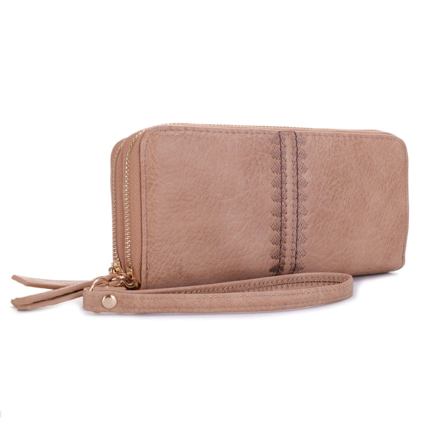 Sherrie Double Zipper Wallet: Apricot