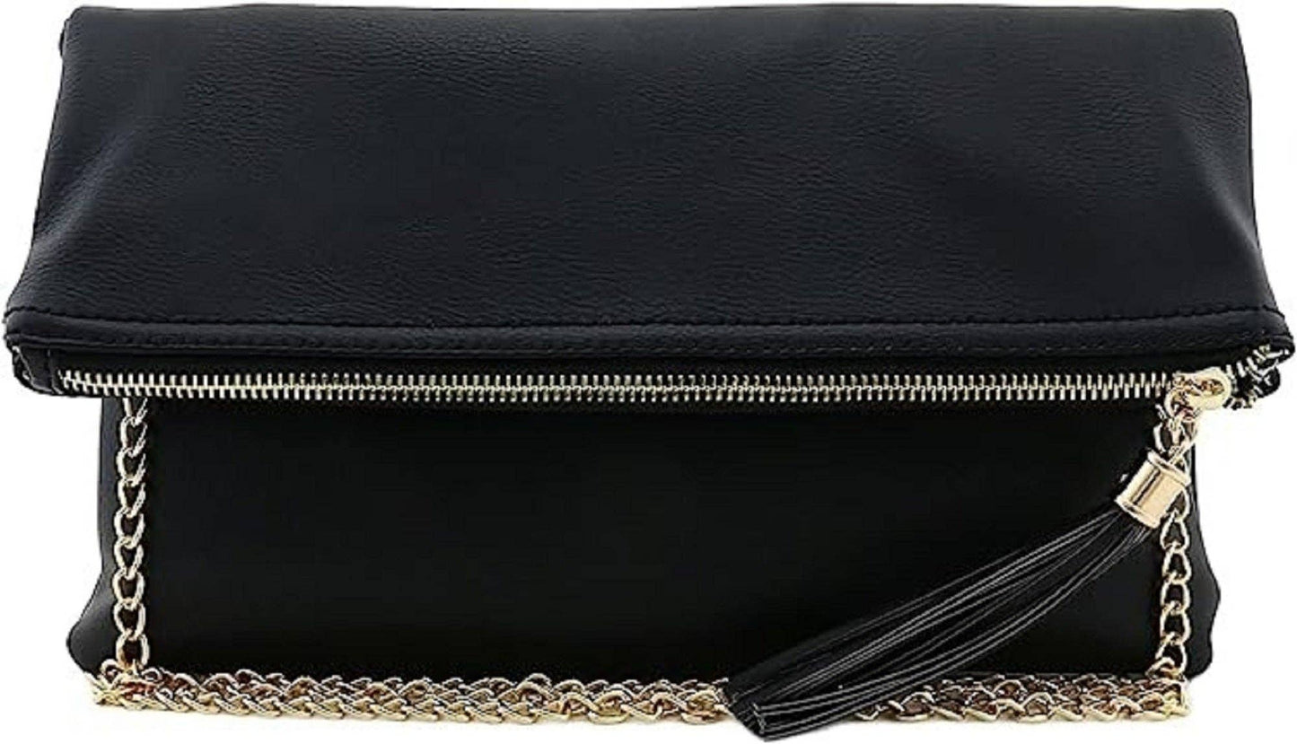 Pamela Envelope Zipper Clutch/Crossbody With Tassel: Carrot