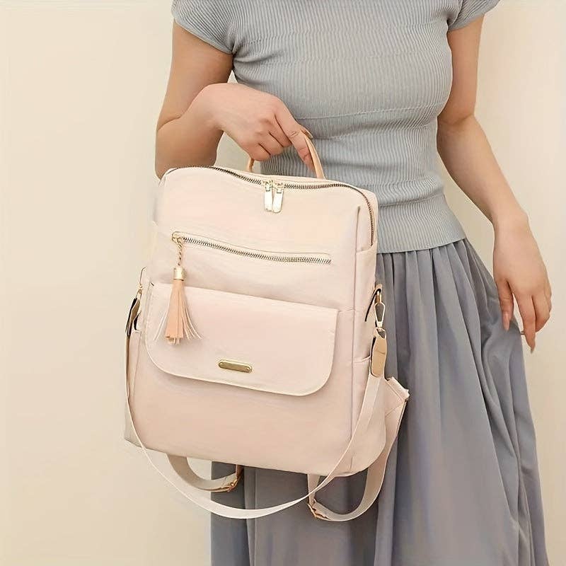 Stylish Anti-Theft Backpack Purse: Sleek, Secure, & Convertible – Perfect for Travel, School, Daily Use: Creamy White