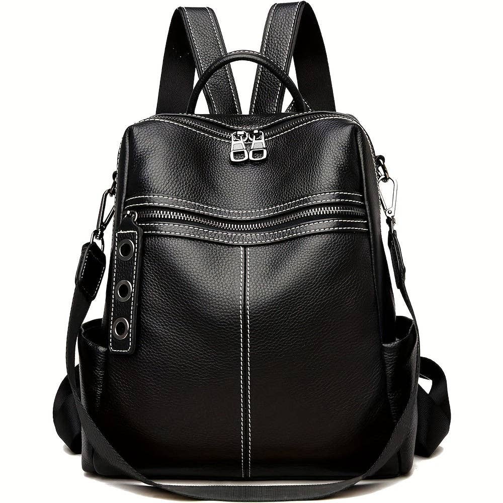 Premium Genuine Leather Womens Backpack Purse - Stylish Convertible Shoulder Handbag & Travel Satchel - Durable, Spacious, Versatile for Fashion-Forward Ladies: Cows