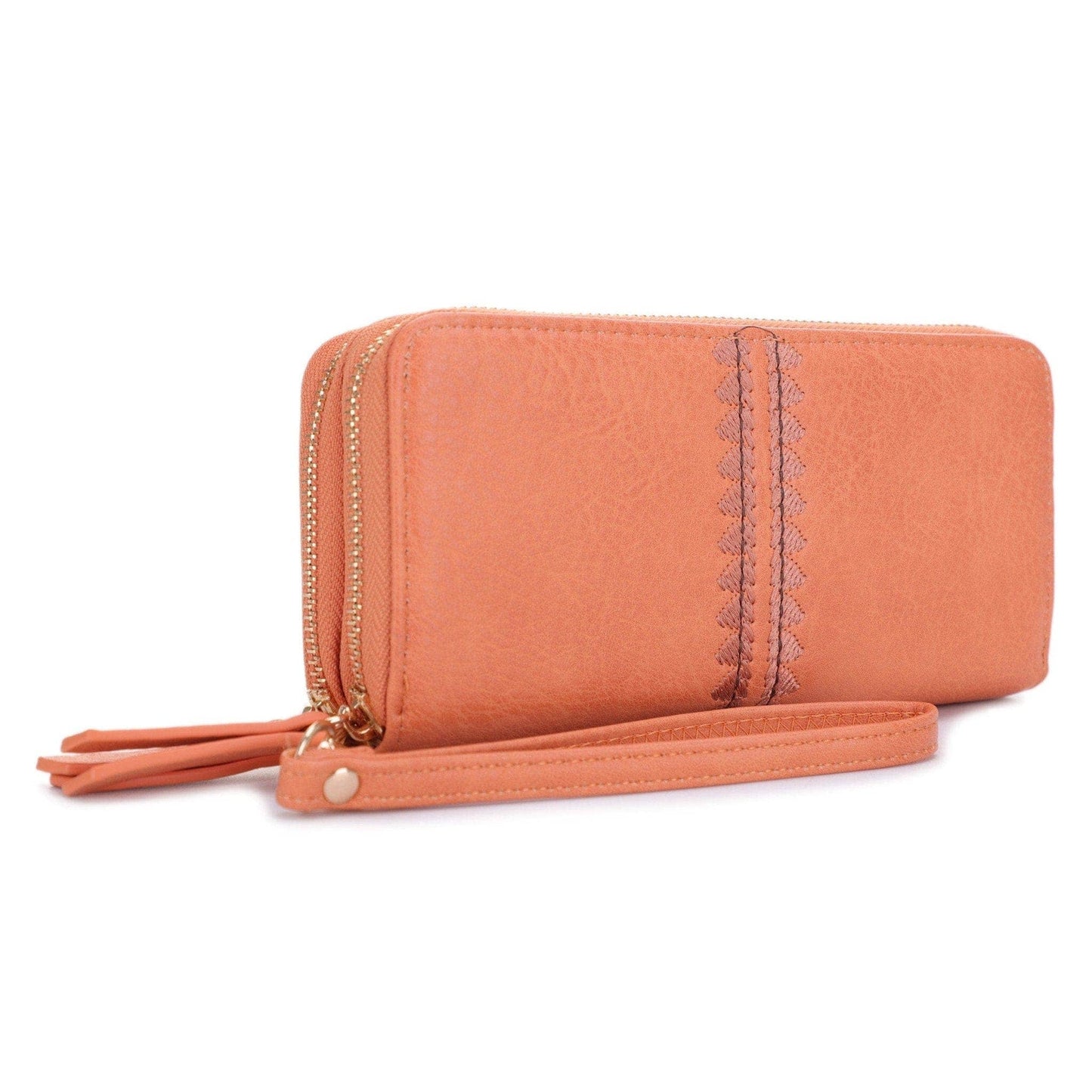 Sherrie Double Zipper Wallet: Tan