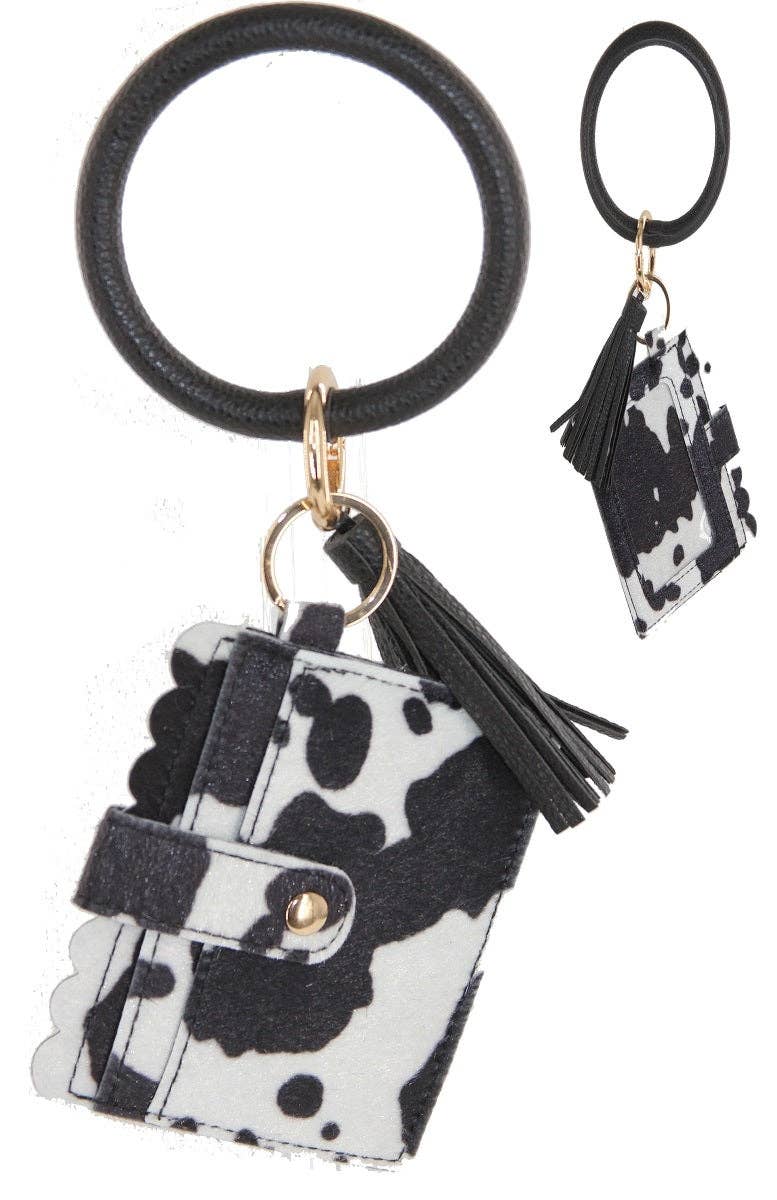 Cow Hide Bangle/Key-Chain/Wallet w/ ID Window: Brown