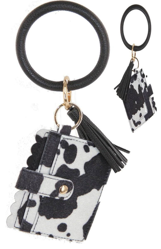 Cow Hide Bangle/Key-Chain/Wallet w/ ID Window: Black