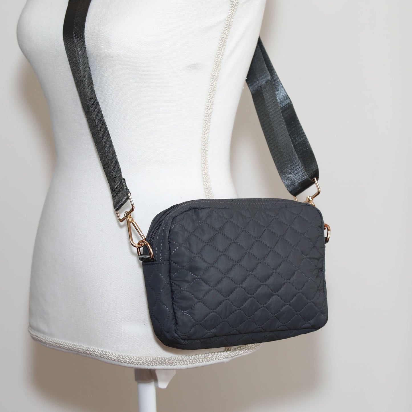 Sophie Quilted Crossbody - Black