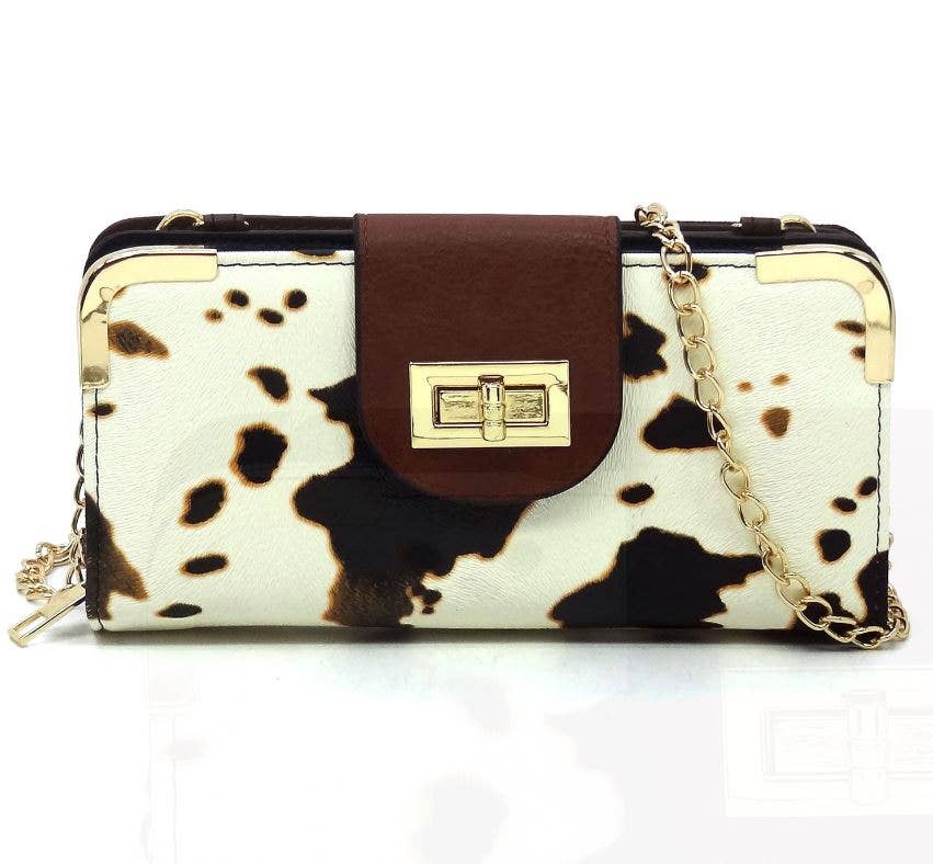 Turn Lock Crossbody Wallet: Cow