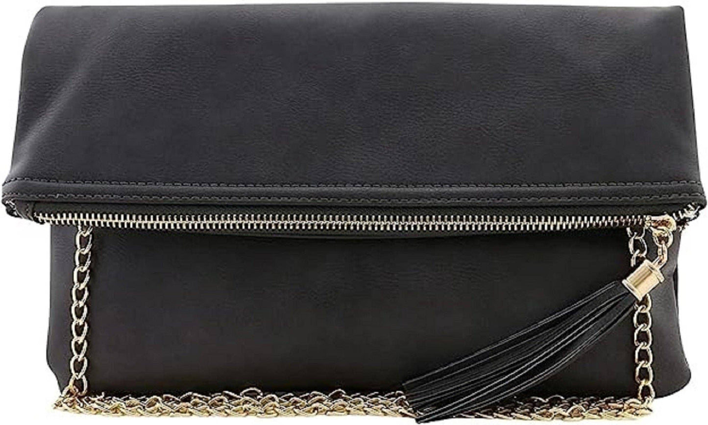 Pamela Envelope Zipper Clutch/Crossbody With Tassel: Carrot