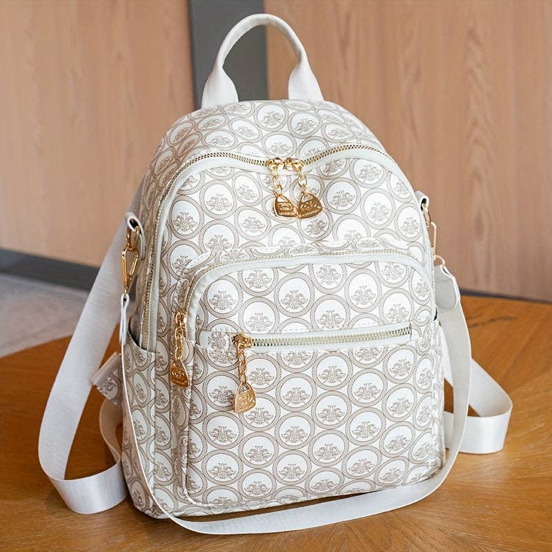 Retro Chic Geometric Pattern Leather Backpack Purse - Women's Casual Two-Way Shoulder Bag for Travel, School, and Daily Use - Durable, Water-Resistant, and Spacious with Multiple Compartments: 565 Yellow