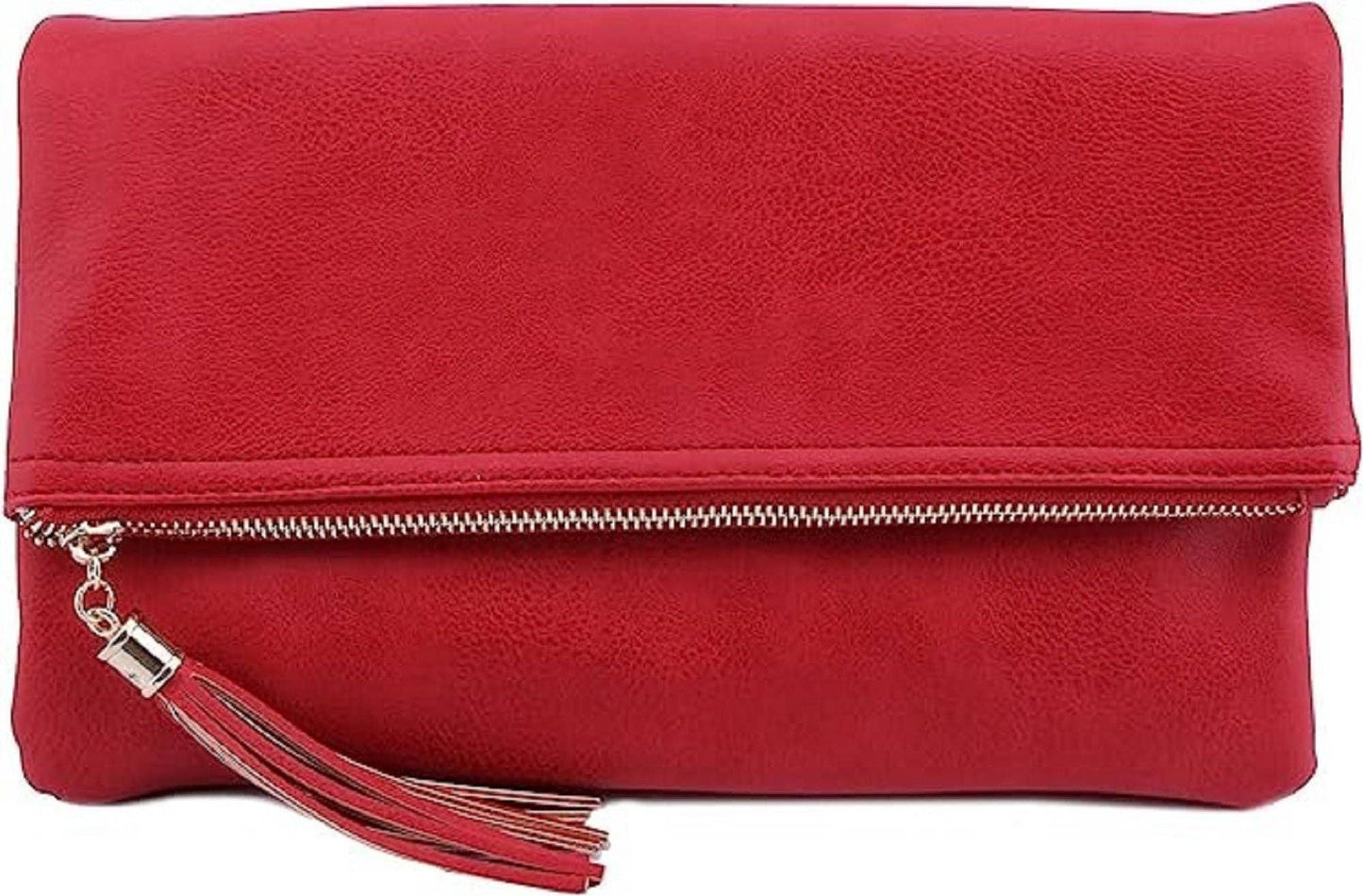 Pamela Envelope Zipper Clutch/Crossbody With Tassel: Carrot