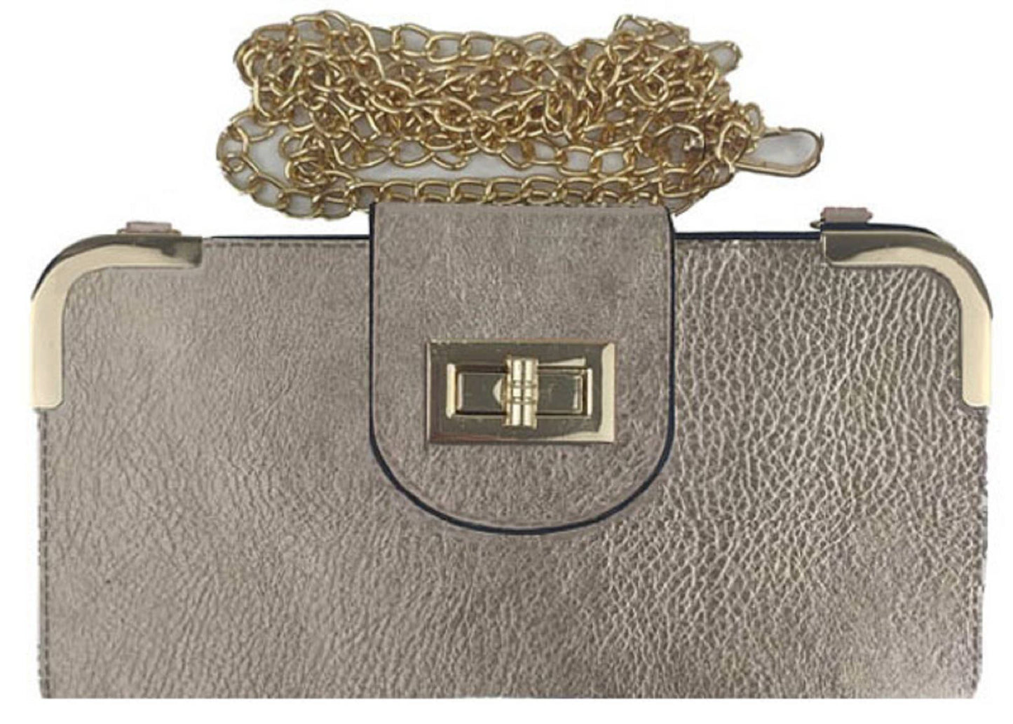 Turn Lock Crossbody Wallet: Stone