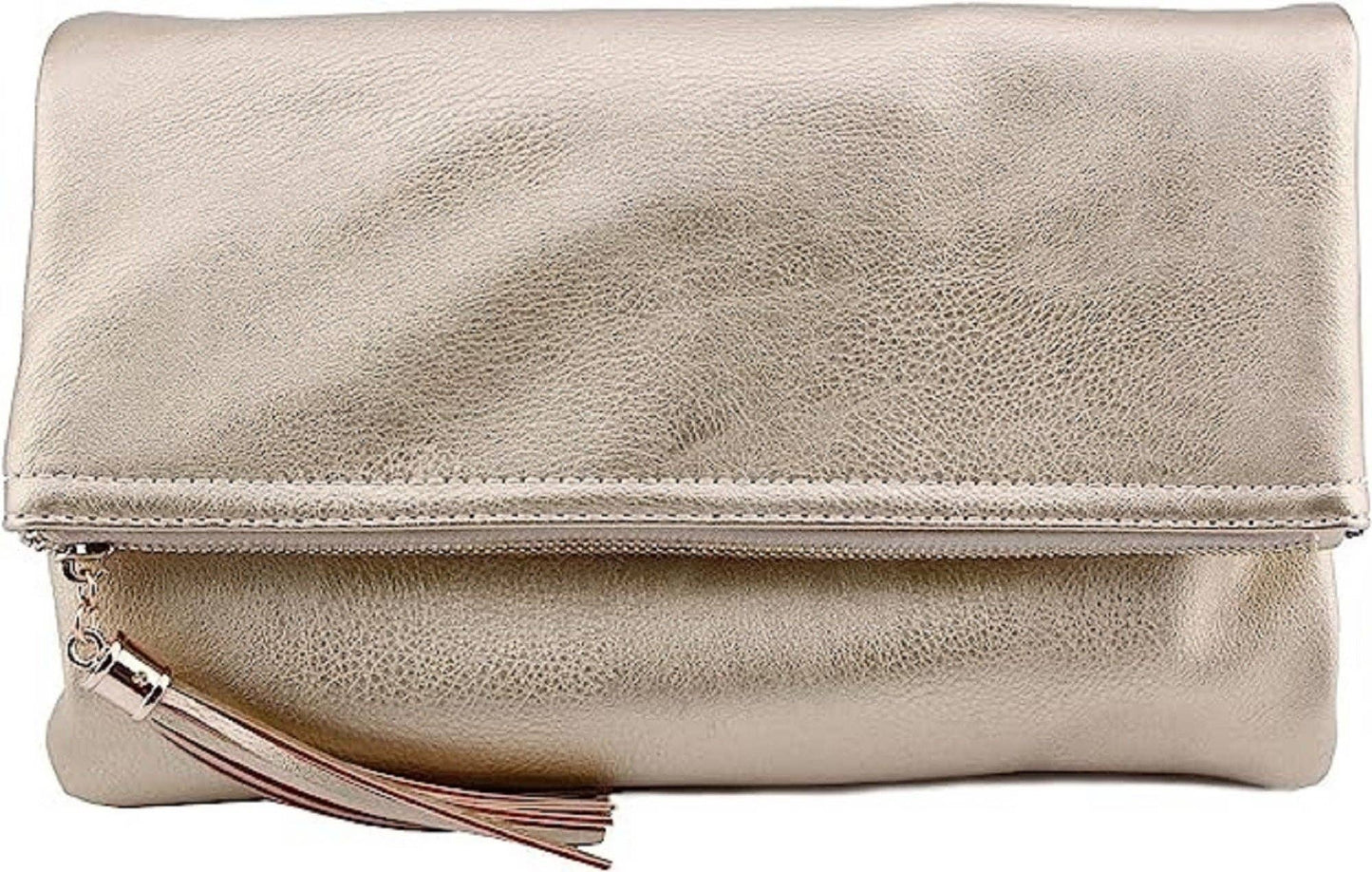 Pamela Envelope Zipper Clutch/Crossbody With Tassel: Carrot