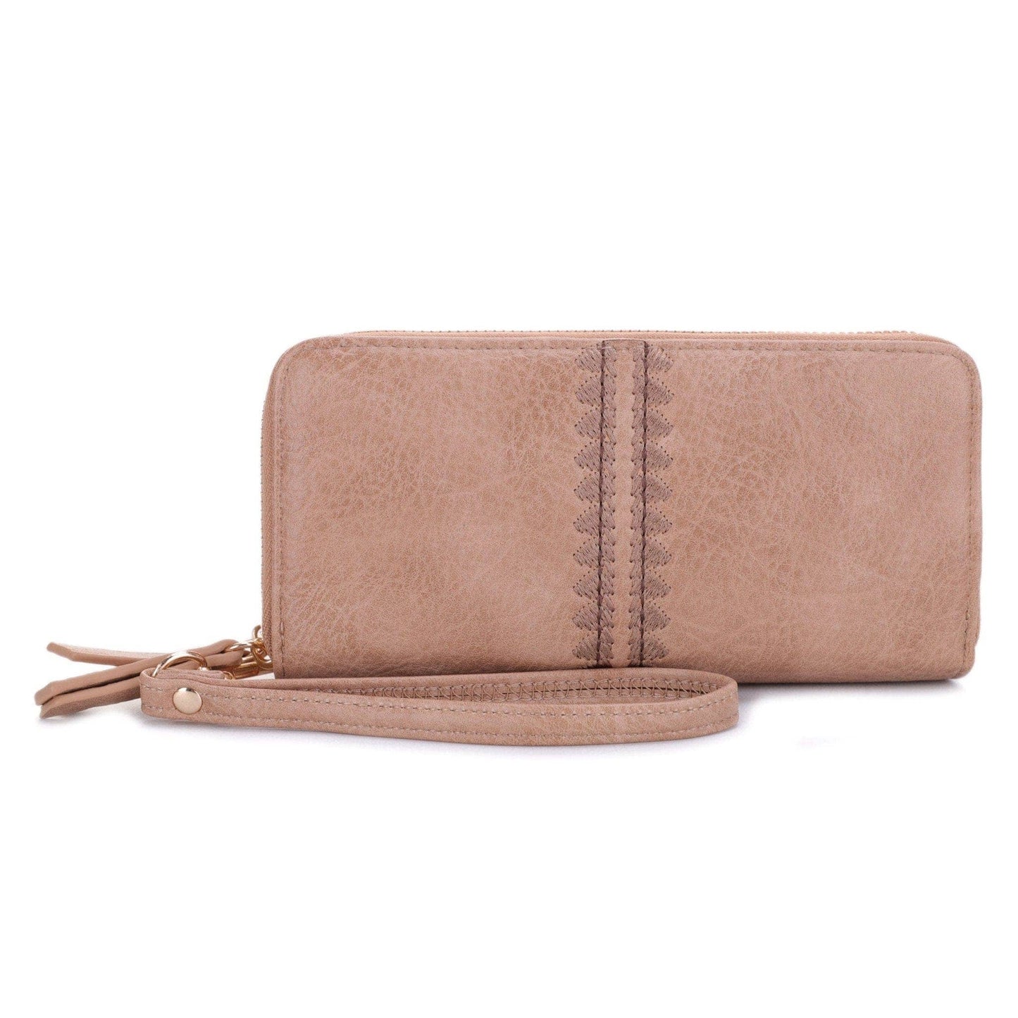 Sherrie Double Zipper Wallet: Tan