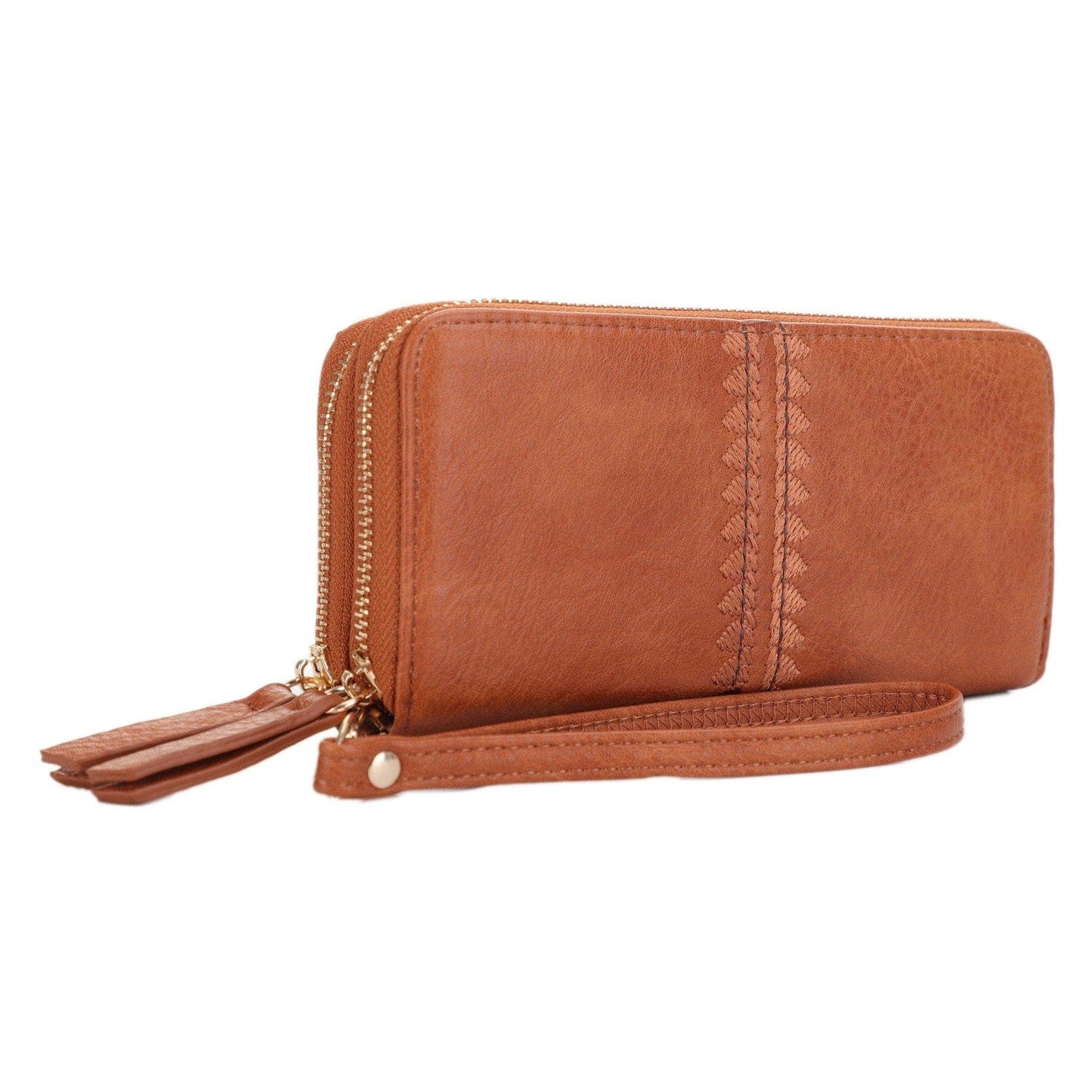 Sherrie Double Zipper Wallet: Tan