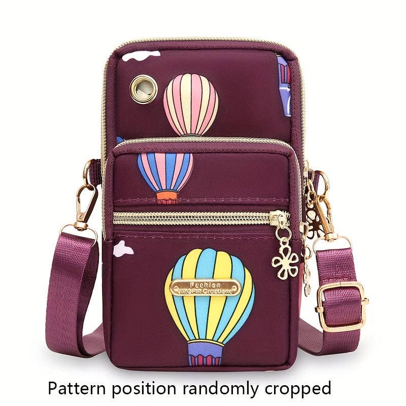 1pc, Women's Fashion Simple Crossbody Cell Phone Purse, Casual Multi-pocket Zipper Shoulder Pouch, Coin Purse, Sports & Fitness Compact Portable Sling Bag: Purple