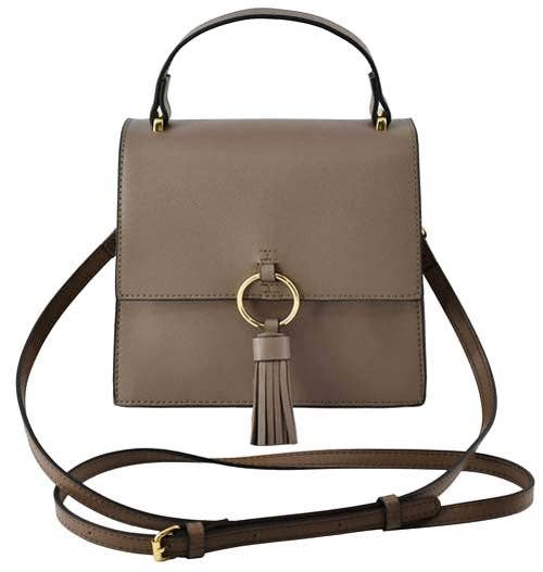 Fashion Ring Tassel Flap Crossbody Satchel Bag: Blush