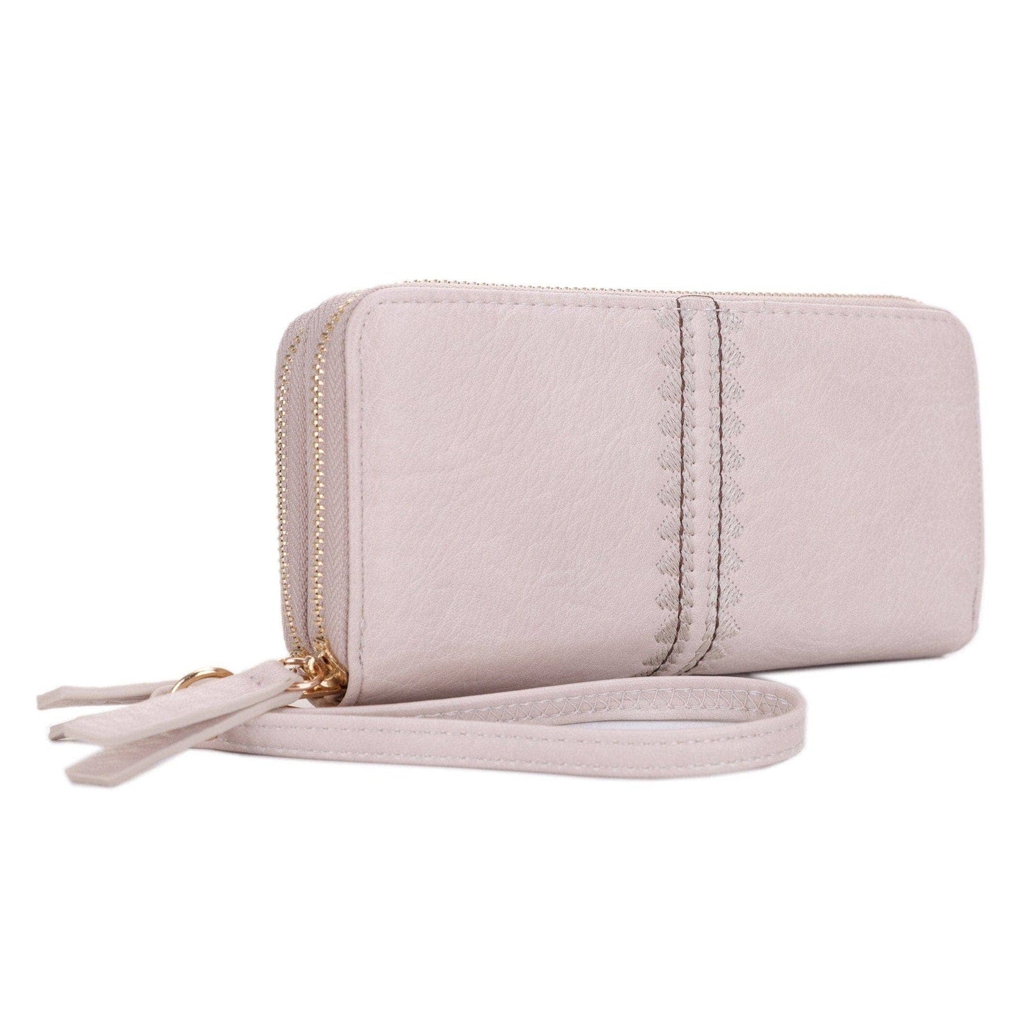 Sherrie Double Zipper Wallet: Natural