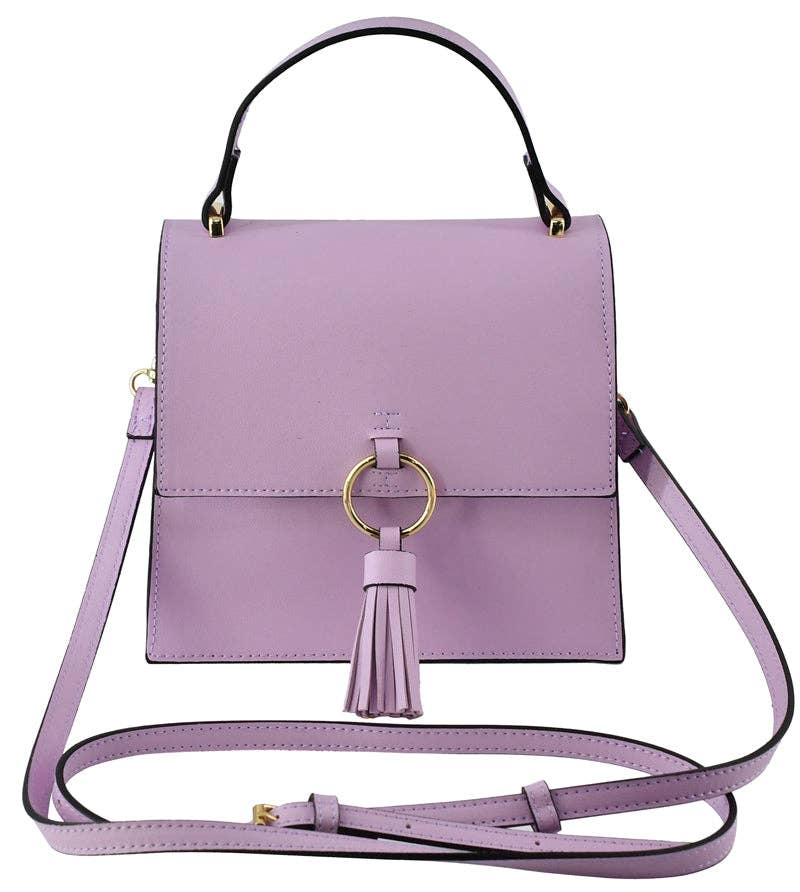 Fashion Ring Tassel Flap Crossbody Satchel Bag: Blush