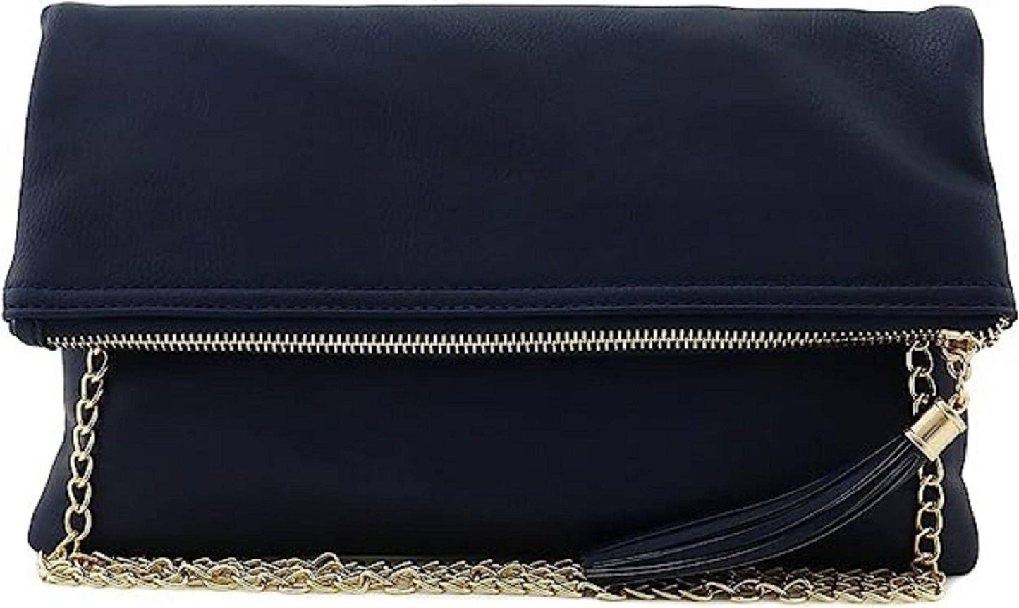 Pamela Envelope Zipper Clutch/Crossbody With Tassel: Carrot