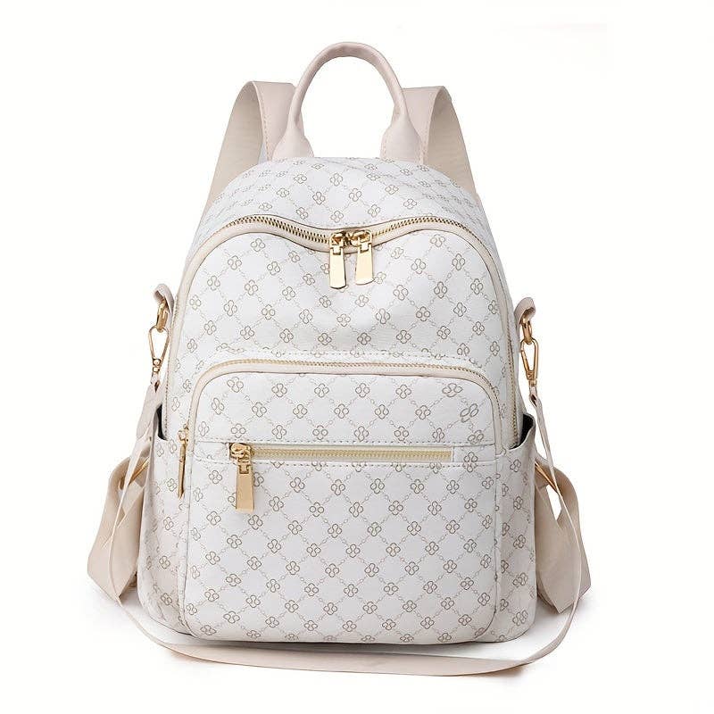 Stylish Anti-Theft Backpack - Secure Commuter Bag for Women, Perfect Preppy College Daypack, Durable Travel Knapsack for Students & Professionals: White