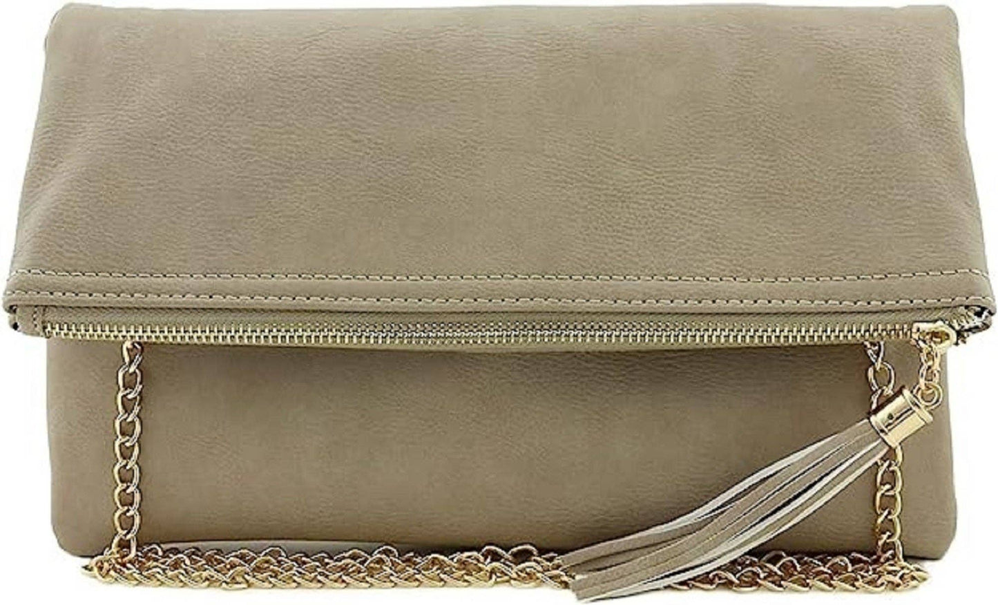 Pamela Envelope Zipper Clutch/Crossbody With Tassel: Carrot