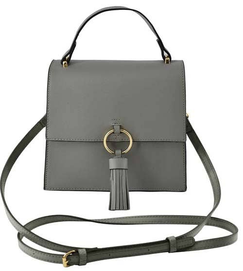 Fashion Ring Tassel Flap Crossbody Satchel Bag: Blush