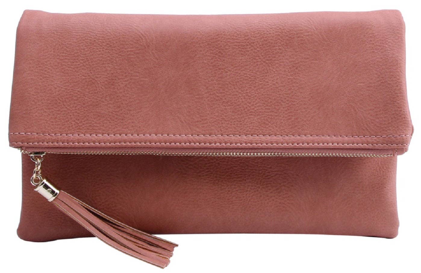 Pamela Envelope Zipper Clutch/Crossbody With Tassel: Carrot