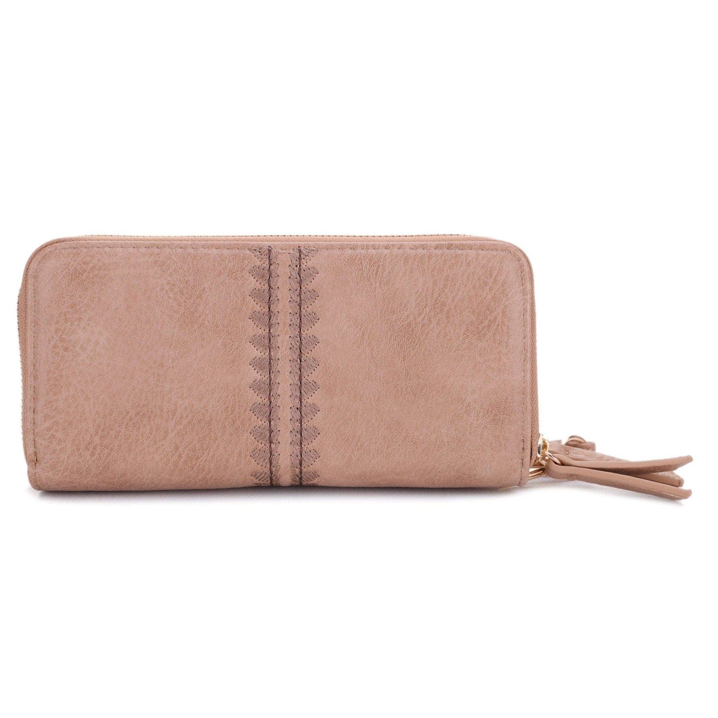 Sherrie Double Zipper Wallet: Tan