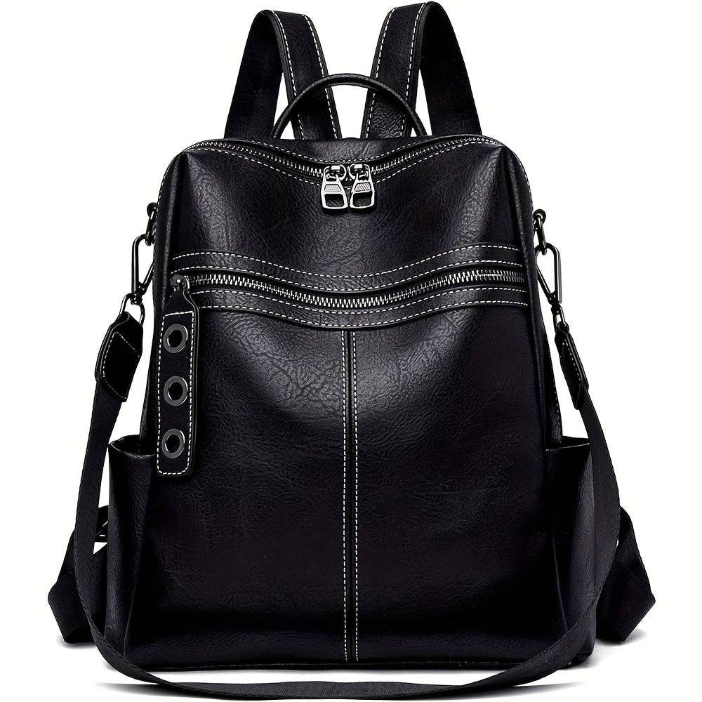 Premium Genuine Leather Womens Backpack Purse - Stylish Convertible Shoulder Handbag & Travel Satchel - Durable, Spacious, Versatile for Fashion-Forward Ladies: Coffee 1