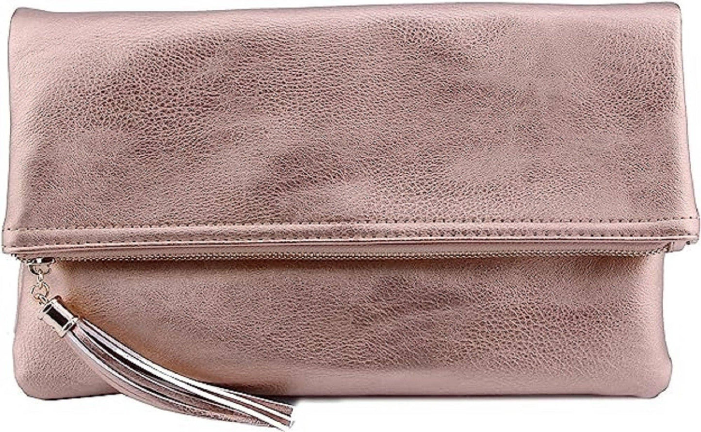 Pamela Envelope Zipper Clutch/Crossbody With Tassel: Carrot