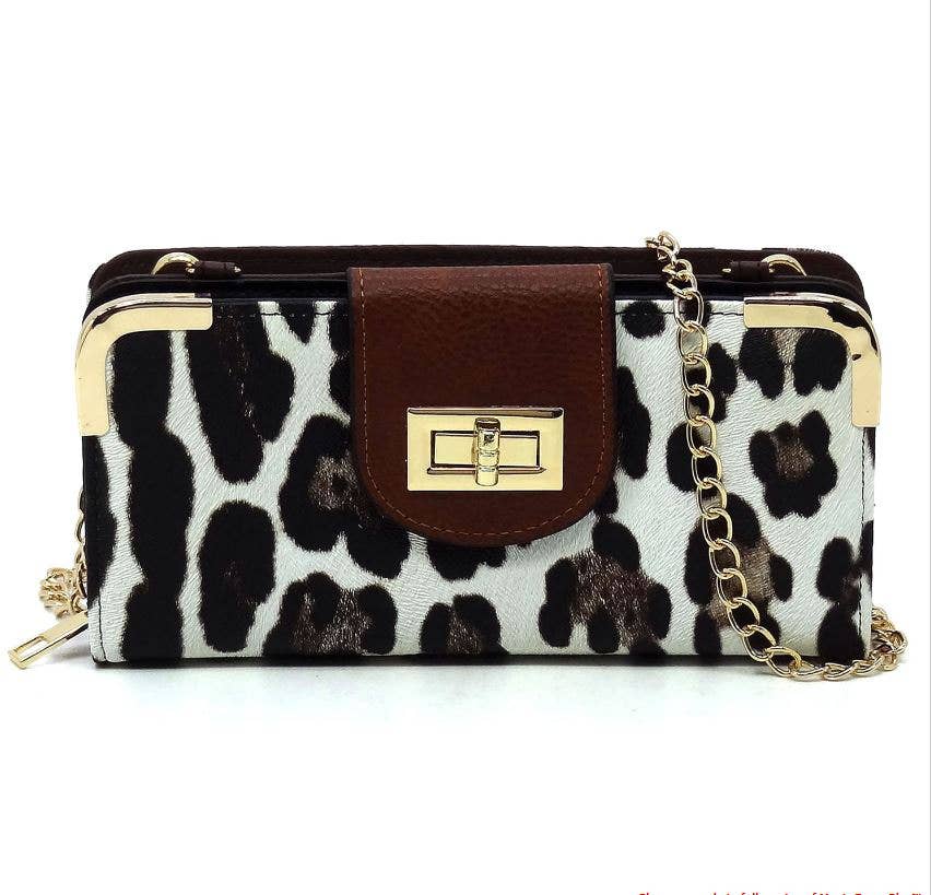 Turn Lock Crossbody Wallet: Cow